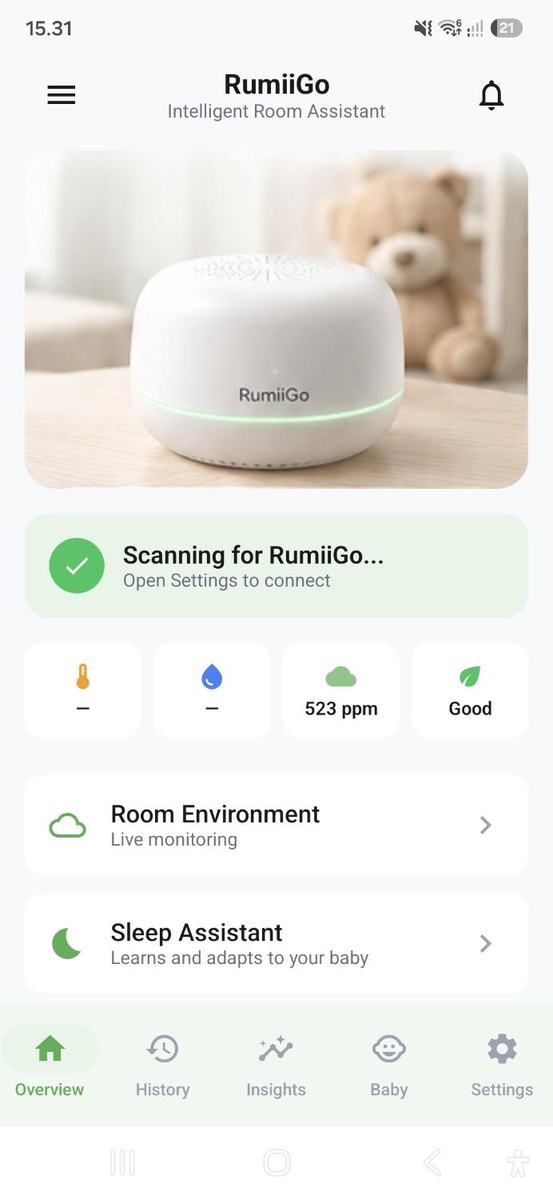 RumiiGo Overview screen